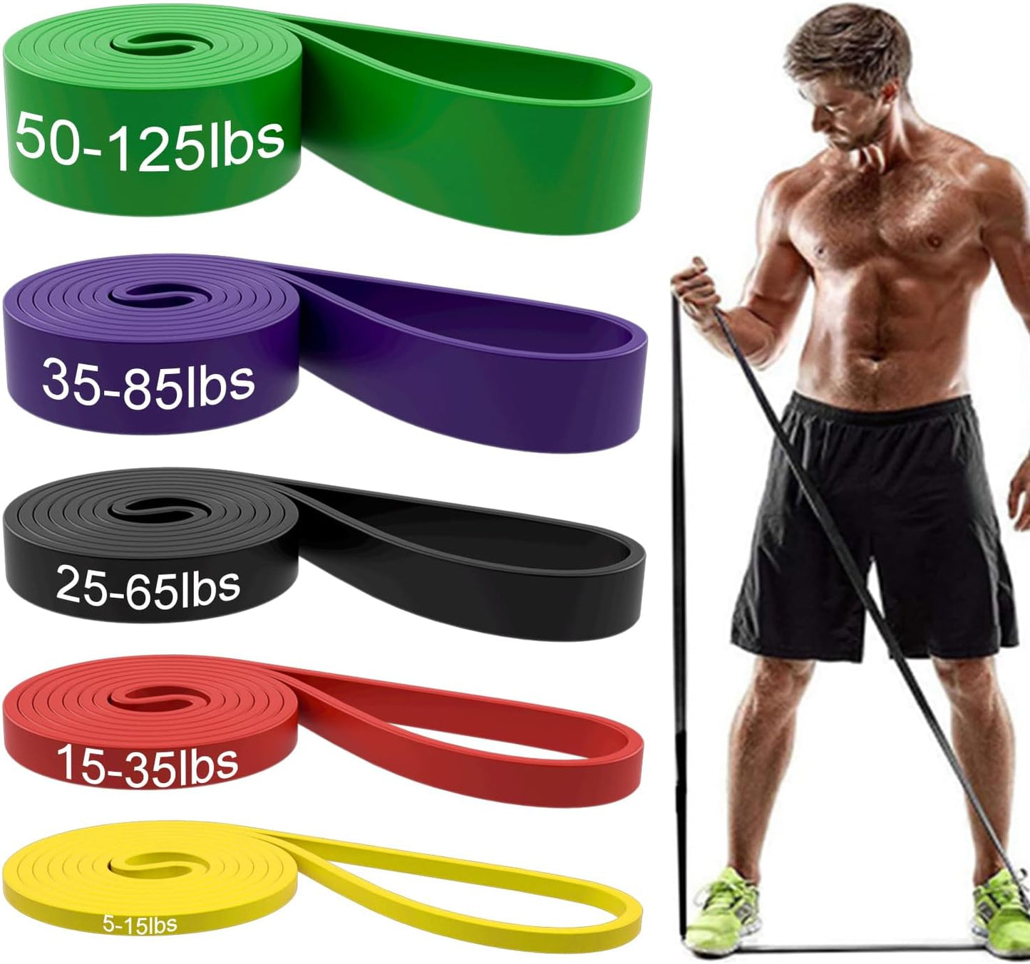 Resistance Bands, Pull Up Assist Bands - Workout Bands, Eexercise Bands, Long Resistance Bands Set for Working Out, Fitness, Training, Physical Therapy for Men Women - SPORTOZ